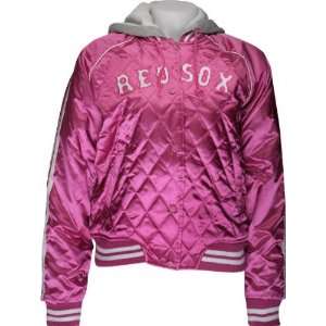    Boston Red Sox Womens Pink Satin Varsity Jacket