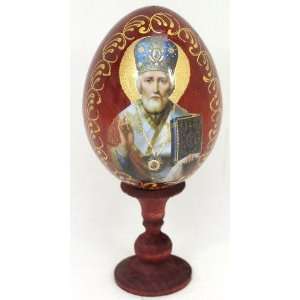    Russian Wooden Easter Egg Saint Nicholas(0455) 