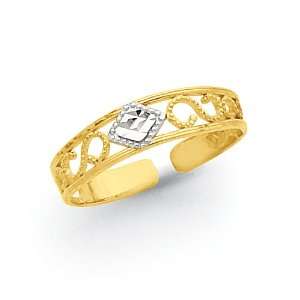  14k & Rhodium Diamond Cut Toe Ring: Jewelry