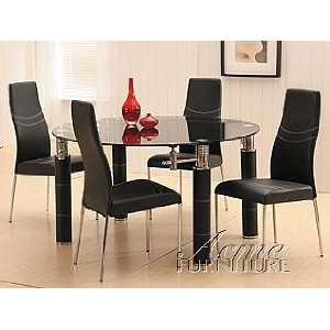   Furniture Glass Top Dining Table 5 piece 06800 Set: Home & Kitchen