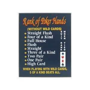  Poker Wood Sign   Rank Of Poker Hands: Sports & Outdoors