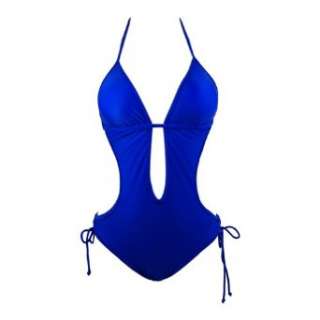  Plunge Monokini Swimsuit Blue: Clothing