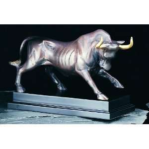  Stock Market Bull, Antracid Glazed Metal Statue   Figurine 