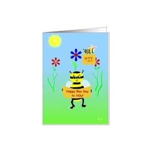   Bee Day, Happy Birthday Bee with 3 Cute Puns, Humor Card Toys & Games