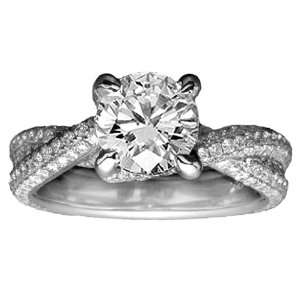  3.03 CT TW Pave Set Round Diamond Braided Engagement Ring 