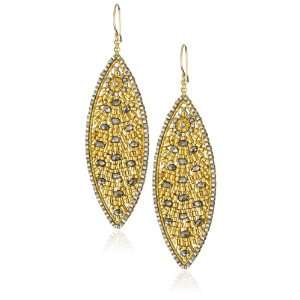  Miguel Ases Pyrite Quartz Gold Beaded Marquis Earrings 