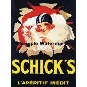 Fashion Lady Glass of Schicks Aperitif Bar Restaurant Drink 24 X 34 