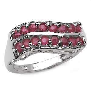  1.30 Carat Genuine Ruby Sterling Silver Ring: Jewelry