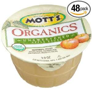 Motts Unsweetened Organic Applesauce, 3.9 Ounce Cups (Pack of 48 