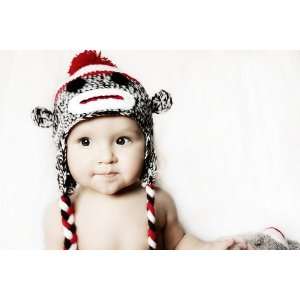   baby sock monkey hat   fits 3 8 year old child: Everything Else