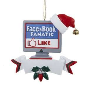 Club Pack of 12 Face*Book Fanatic Like Plaque Christmas Ornaments 3.5 
