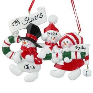  Snowman Candy Cane Family of 3