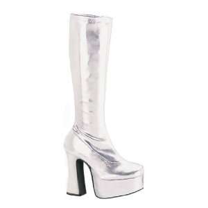   75 Inch Platform Silver Stretch Pump Knee Boots Size 14: Toys & Games