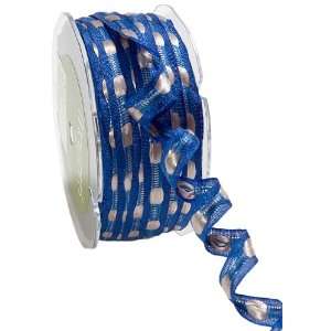  May Arts 3/8 Inch Wide Ribbon, Blue with Champagne Satin 
