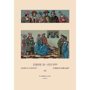  Europe   Costumes of Pageantry, 1400 1600 16X24 Giclee 