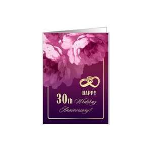  Happy 30th Wedding Anniversary. Romantic Roses Card 