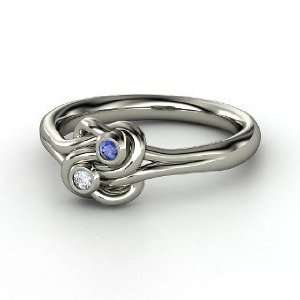  Lovers Knot Ring, Sterling Silver Ring with Diamond 