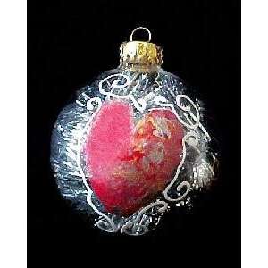  Hearts of Fire Design   Heavy Glass Ornament   3.25 inch 