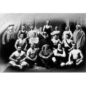  Vintage Art Group of Russian Wrestlers   03661 3