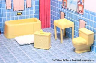 MARX Vintage Dollhouse Furniture OLD HARD TRADITIONAL BATHROOM SET 1/2 