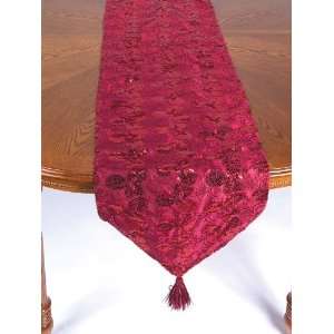  Pack of 2 Powerful Red Flowering Sequin Table Runners with 