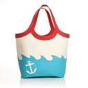 Sailboat and Anchor Turquoise Canvas Summer Tote (13x7x14.25) by 