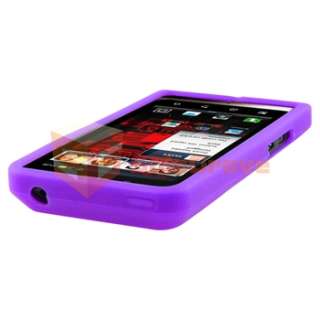 Purple Gel Soft Case+Privacy Film+Car+AC Charger For Motorola Droid 