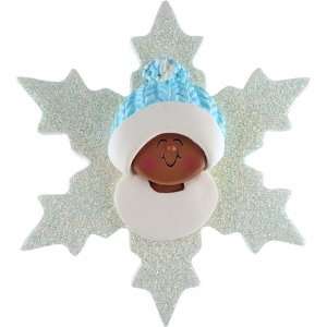  3930 Baby Snowflake Blue African American Ornament 