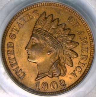1902 Indian Cent PCGS MS 64 RB, Lots of Red  