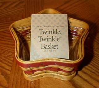 LONGABERGER TREE TRIMMING RED TWINKLE TWINKLE STAR BASKET SET+TIE ON 