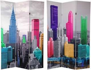 ft. Tall Colorful New York Scene Room Divider 3 Panel  