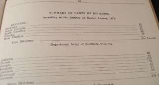 UCV BOOKLET LIST OF CONFEDERATE VETERANS CAMPS ~ 1921 ISSUE  