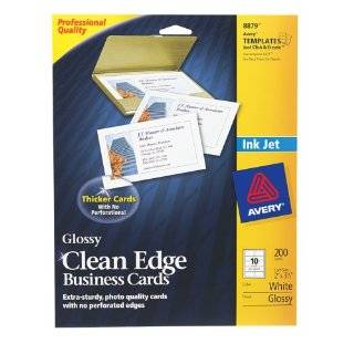 Avery Clean Edge Business Cards for Inkjet Printers, Glossy, White 