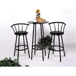  3PC Black Bar Table and Stools Set: Furniture & Decor