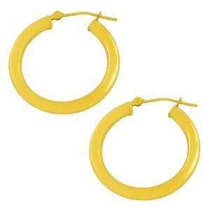  14 Karat Yellow Gold 3x24 mm Tube Hoop Earrings: Jewelry