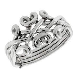 Sterling Silver 4 Piece Celtic Loop Design Puzzle Ring Band, 1/2 in 