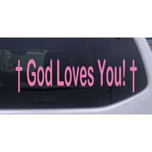 Pink 22in X 6.3in    God Loves You Christian Car Window Wall Laptop 