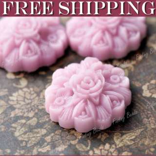 Purple Resin Flower Cabochons Vintage Style RB0614 15  