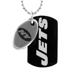  Stainless Steel NFL Football Black New York Jets Dog Tag 