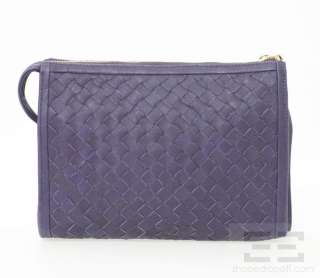 Zina Eva Purple Woven Leather Cosmetic Case or Clutch NEW  