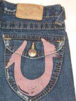 True Religion Jeans Pink Painted Pockets Straight Leg Girls Sz 14 