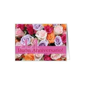  44th Wedding Anniversary Card   Italian   Mixed roses Card 