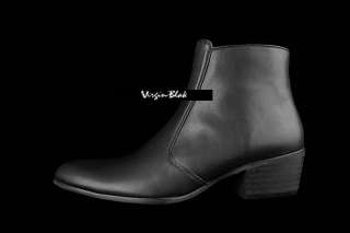 VB HOMME Simple Dandy Chic Leather Ankle Boots Black  