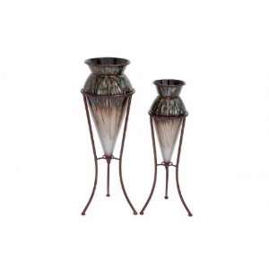  Benzara 53106 Metal Vase Set of 2 Supports Interior And 