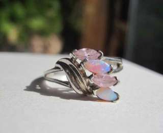Vintage Rainbow Opal Ring Size 10 Sterling Silver Signed NV  
