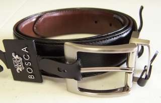 BOSCA REVERSIBLE BLACK/BROWN LEATHER BELT 38 NEW/NWT 1 1/4 WIDE 