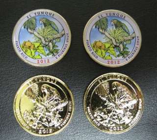 2012 Colorized And Gold Plated El Yunque National Park Quarters   P 