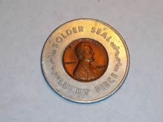 Vintage Good Luck Token 1964 Solder Seal Lucky Piece!  