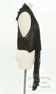 Helmut Lang Black Knit Open Front Long Drape Vest Size L  