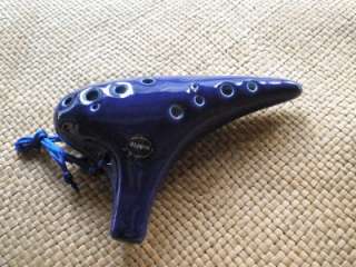   Glaze Blue Excellent Alto C Ocarina 12 holes Flute COLLECTIBLE  